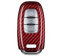 M.JVisun Genuino Fibra di Carbonio Auto Chiave Protettiva Custodie Cover per Audi A4 A4L A5 A6 A6L A7 A8 Q5 Q8 R8 RS4 RS5 RS6 RS7 S4 S5 S6 S7 S8 SQ5 Intelligente Chiave - Rosso