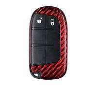 M.JVisun Genuino Fibra di Carbonio Custodie per Chiavi Auto Per Jeep Compass Grand Cherokee SRT Renegade Trailhawk Intelligente Cover Chiave Guscio Chiave - A Stile - Rosso