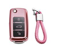 M.JVisun Morbido TPU Custodie per Chiavi Auto Per Volkswagen Beetle Bora Caravelle Eos Golf Jetta Passat Polo Per Scirocco Per Sharan Per Tiguan Per Touran UP Cover Chiave-Rosa-Intrecciato Portachiavi
