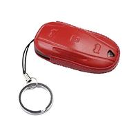 M.JVisun Vera Pelle Chiave Auto Protettiva Custodie Cover per Tesla Model 3 / per Tesla Model S/per Tesla Model Y Intelligente Chiave Portachiavi - per Tesla Model 3/S/Y - Rosso