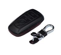M.JVisun Vera Pelle Custodie per Chiavi Auto per Ford Bronco Edge Escape Expedition Explorer F150 F250 F450 F550 Fusion Maverick Mondeo Mustang Ranger Cover Chiave con Portachiavi - Pelle - Nero