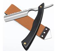 M&LD Kit di rasoi a gola tagliata, lame per rasoio a lama singola, rasoi a gola dritta, in acciaio inox, con affilatore in pelle, per barbiere, casa e salone, regalo da uomo, T155-nero