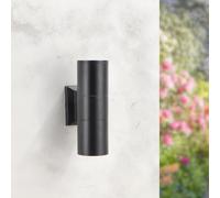 M Ledme - Applique Black Tube, impermeabile IP54, 2 lampadine GU10, per giardino, patio, facciata, parete. Lampadina non inclusa.