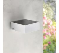 M Ledme - Applique LED solare da parete White Bin 2W, luce esterna con sensore di movimento e crepuscolare, protezione IP65, illuminazione 4000K (neutra), ricarica rapida e autonomia di 6-8 ore