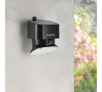 M Ledme - Applique solare LED Black Flat da 1W esterni con sensore di movimento e crepuscolare, IP44, autonomia 6-8 ore, luce solare per giardino, terrazza, ingresso o facciata