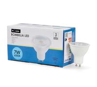 M Ledme - Confezione da 6 lampadine a LED SMD Plus Gu10 da 7W, luce dimmerabile, luce fredda (6000K), attacco Gu10, 580 lumen, IP20, apertura del fascio di 60°. Modello LM7616