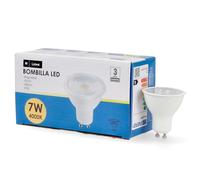 M Ledme - Confezione da 6 lampadine a LED SMD Plus Gu10 da 7W, luce dimmerabile, luce neutra (4000K), attacco Gu10, 580 lumen, IP20, apertura del fascio di 60°. Modello LM7617