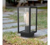 M Ledme - Faro LED da esterno Ducte Plus Series, IP44 impermeabile, attacco E27, finitura nera, acciaio/vetro, ideale per giardini e vialetti, potenza massima 40 W (lampadina non inclusa)