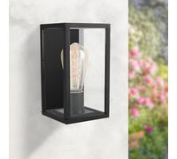 M Ledme Lampada da parete per esterni serie Ducte - IP44 impermeabile, attacco E27, lampada in acciaio nero e vetro, per facciate, giardino o ingresso (lampadina non inclusa)