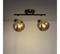 M Ledme - Lampada da soffitto serie Glass 2 lampadine, 2 lampadine LED da soffitto per interni con attacco E14, lampadine LED per interni con finitura nera (lampadina non inclusa)