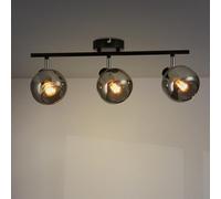 M Ledme - Lampada da soffitto serie Glass a 3 lampadine, 3 lampadine a LED per interni da soffitto con attacco E14, lampadine a LED per interni con finitura nera (lampadina non inclusa)