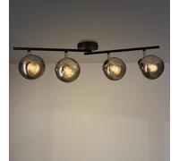 M Ledme - Lampada da soffitto serie Glass a 4 lampadine, 4 lampadine a LED per interni da soffitto con attacco E14, lampadine a LED per interni con finitura nera (lampadina non inclusa)
