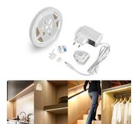 M Ledme - Lampada da sottoletto a LED da 3W, con sensore di movimento, illuminazione da letto IP20, dimmerabile, bianco caldo 3000K, per armadio, cucina, corridoio. Facile da montare. LM2217