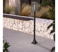 M Ledme - Lampada Floor a LED per esterni serie Ducte, attacco E27, impermeabile IP44, stile classico nero, acciaio/vetro, illuminazione ideale per giardino o ingresso (lampadine non incluse)