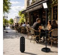 M Ledme -Lampione Solare LED Space 2,5m con Speaker Bluetooth, Luce Ambiente, 2800lm, 240W, 3CCT, IP65, Batteria 20000mAh, Telecomando, Palo, Base Zavorrabile per Giardino, Terrazza, Bar, Piscina