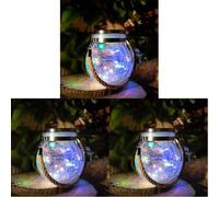 M Ledme - Lanterna solare per esterni, multicolore, SphereGlass Lanterne in vetro RGB per giardino, luce con supporto rimovibile, lampada per esterni, prato, Natale, campeggio (Confezione da 3)