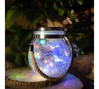 M Ledme - Lanterna solare per esterni, multicolore, SphereGlass Lanterne in vetro RGB per giardino, luce con supporto rimovibile, lampada per esterni, prato, Natale, campeggio