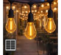 M Ledme - Luci solari LED per esterni 7,5M con 10 lampadine, bianco caldo 3000K, IP65 impermeabile, sensore tramonto-alba incluso, decorazione per terrazza, giardino, patio, ingresso e feste