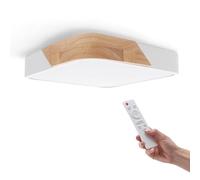M Ledme -Plafoniera LED da soffitto quadrato 24W con telecomando, CCT Dimmerabile da Luce Fredda a Luce Calda, 2400 lm, design con legno naturale, per bagno, cucina,
