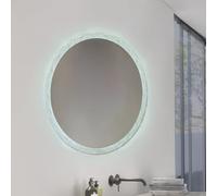 M Ledme - Specchio da bagno con luce 80x80cm, specchio circolare Jubrique 15W, dimmerabile, 3 colori di luce, interruttore touch, vetro temperato HD, IP44, finitura trasparente