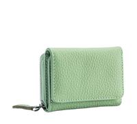 M.lemo925 Piccolo portafoglio a tre ante in vera pelle per le donne di piccole dimensioni borsa con cerniera intorno con tasca portamonete, Verde