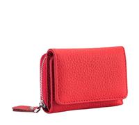 M.lemo925 Piccolo portafoglio a tre ante in vera pelle per le donne di piccole dimensioni borsa con cerniera intorno con tasca portamonete, Rosso