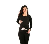 M.M.C. Bambino Curioso - Simpatica graziosa T-Shirt Premaman Manica Lunga per la Gravidanza