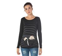 M.M.C. Bebè in Fuga - Simpatica graziosa T-Shirt Premaman Manica Lunga per la Gravidanza