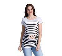 M.M.C. Ciao Ciao - Simpatica graziosa T-Shirt Premaman Manica Corta per la Gravidanza (Bianco, Medium)