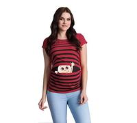 M.M.C. Ciao Ciao - Simpatica graziosa T-Shirt Premaman Manica Corta per la Gravidanza (Borgogna, Small)