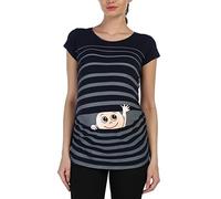 M.M.C. Ciao Ciao - Simpatica graziosa T-Shirt Premaman Manica Corta per la Gravidanza (Nero, Medium)