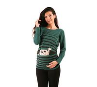 M.M.C. Ciao Ciao - Simpatica graziosa T-Shirt Premaman Manica Lunga per la Gravidanza (Verde Scuro, Large)