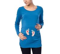 M.M.C. Impronta Bambino - Simpatica graziosa T-Shirt Premaman Manica Lunga per la Gravidanza