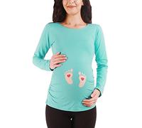 M.M.C. Impronta Bambino - Simpatica graziosa T-Shirt Premaman Manica Lunga per la Gravidanza