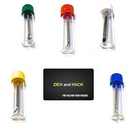 M&M Smartek - Confezione da 5 flaconcini con cucchiaio telescopico incluso, scheda "Zieh and Hack" per tabacco da fiuto | Set per tabacco da fiuto | Dosatore in vetro | Portionierer | Erogatore |