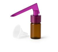 M&M Smartek Dosatore con cucchiaio e imbuto Set porzionatore Sniff Snuff Bottle Sniffer Dispenser in vetro e plastica, dimensioni imbuto (viola - marrone)