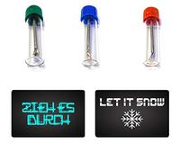 M&M Smartek Flacone baller con cucchiaino telescopico & LET IT SNOW & carta "ZIEH ES DURCH" per tabacco da fiuto | Set per tabacco da fiuto | Dosatore in vetro | Porzionatore | Dispenser | Sniff Snuff