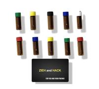 M&M Smartek Flacone con cucchiaio telescopico e biglietto per tabacco da fiuto, set da 10 pezzi, colore marrone
