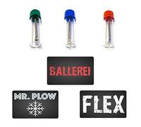 M&M Smartek Flacone con cucchiaio telescopico e pallina & "Flex" & "MR. PLOW" per tabacco da fiuto | Set da naso | Dosatore in vetro | Distributore | Sniff Snuff (confezione da 3)