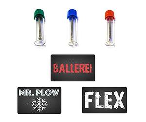 M&M Smartek Flacone con cucchiaio telescopico e pallina & "Flex" & "MR. PLOW" per tabacco da fiuto | Set da naso | Dosatore in vetro | Distributore | Sniff Snuff (confezione da 3)