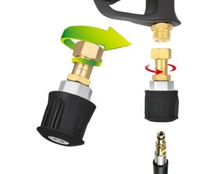 M&M Smartek Set di adattatori per Kärcher Quick Connect su filettatura interna M22, attacco rapido in ottone, girevole a 360°, anti-avvolgimento, ricambio per idropulitrice K2-K7