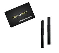 M&M Smartek Set di tubi da 70mm e carta Zieh and Hack in alluminio Snuff Bat Snorter Tubo nasale Bullet Sniffer Snuffer per tabacco da fiuto - colore e quantità selezionabili (2x nero e carta)