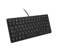 M MC Saite MCSaite Wired Mini tastiera nera - resistente agli spruzzi, mini tastiera senza blocco numerico, design ergonomico compatto per PC desktop Windows, laptop (QWERTZ tedesco)