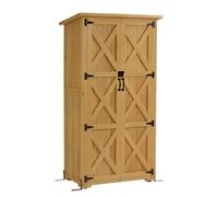 M MCombo armadio da giardino in legno, casetta da giardino piccola resistente alle intemperie, casetta per attrezzi da esterno, per area esterna balcone terrazza, 55×90×169cm, 0878 (natura)