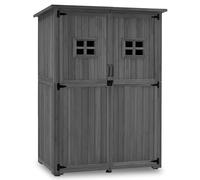 M MCombo armadio da giardino in legno, casetta da giardino piccola resistente alle intemperie, casetta per attrezzi da esterno, per area esterna balcone terrazza, 59×127×168 cm, 0912 (Grigio)