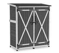 M MCombo Armadio da giardino in legno, resistente alle intemperie, piccola casetta da giardino, capanno degli attrezzi, per esterni, balcone e terrazza, 122 x 60 x 137 cm, 0707 (Grigio)