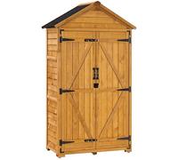 M MCombo - Armadio da giardino, per gli attrezzi, con tetto a capanna in legno, impermeabile 1000D, grigio/naturale, 48 x 90 x 178 cm (naturale)