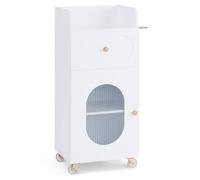 M MCombo Carrello per parrucchiere con ruote e cassetti, carrello da servizio bianco, carrello da salone con 3 ripiani e supporto per phon, 31,4x37x85,5 cm, 0051