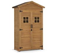 M MCombo casetta da giardino in legno resistente alle intemperie, casetta per attrezzi da esterno, per giardino terrazzo, casetta per attrezzi con 2 ripiani mobili, 57×109×180 cm, 1152 (natura)