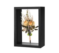 M METERXITY 1-Pack Cornice Per Fiori Secchi, 4 X 6 Inch Doppia Cornice In Acrilico E Legno Con Fiori Secchi Galleggiante Per Tavolo/DIY/Artigianato [Nero]